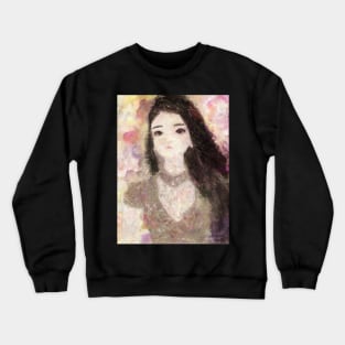 Girl's Portrait with Long Hair Impressionist Painting Crewneck Sweatshirt